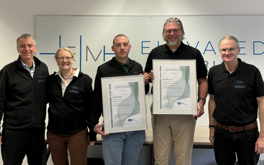 Elevated Materials Awarded Certification Under ISO 9001 & ISO 14001 Standards